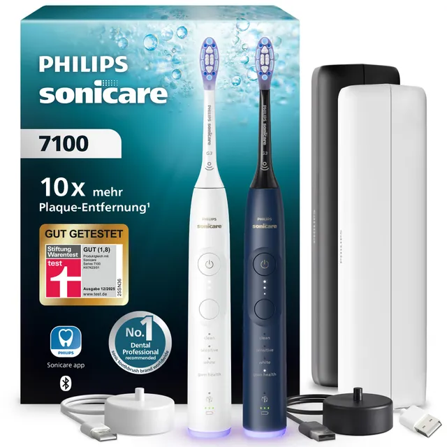 philips-sonicare-7100-elektrische-schallzahnb-rste-mit-app-2er-pack-wei-marinebl image 1