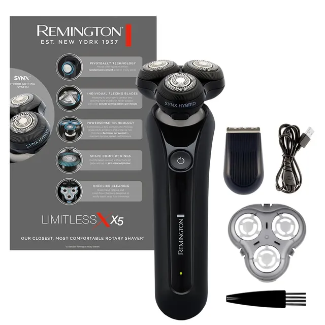 remington-limitless-x5-xr1755-rotationsrasierer-hybrides-synx-schneidesystem-rot image 1