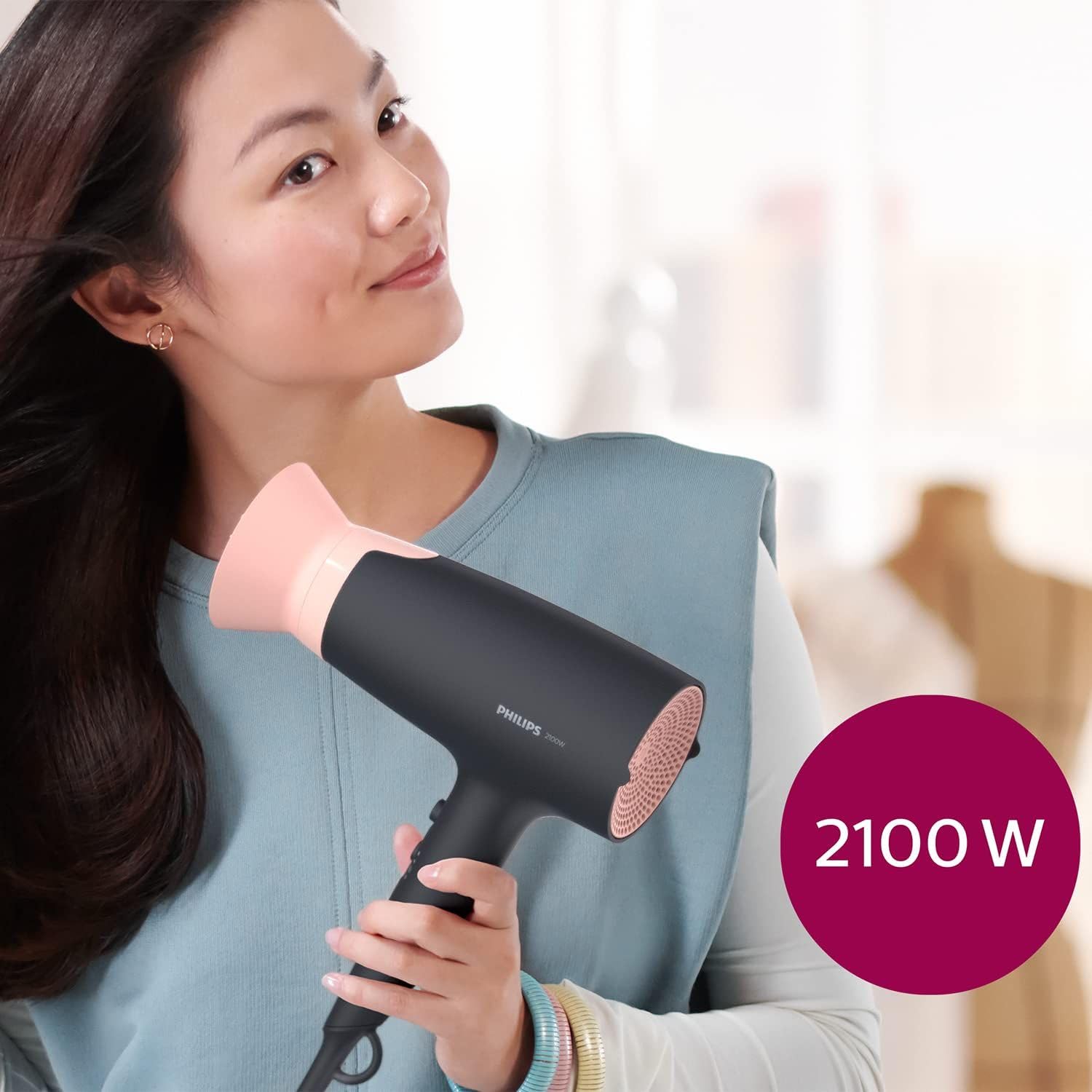 philips-series-3000-bhd350-10-haartrockner-2100-w-thermoprotect-aufsatz-ionisier image 5