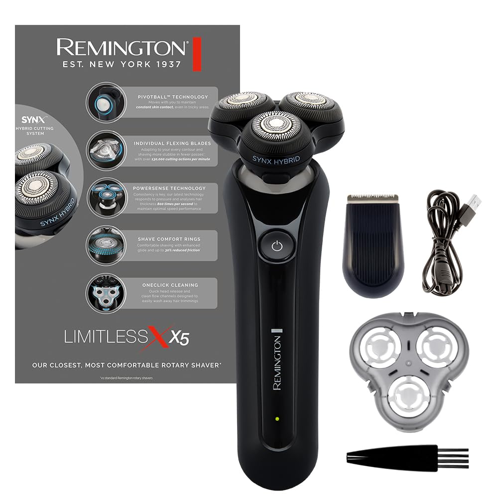 remington-limitless-x5-xr1755-rotationsrasierer-hybrides-synx-schneidesystem-rot image 1