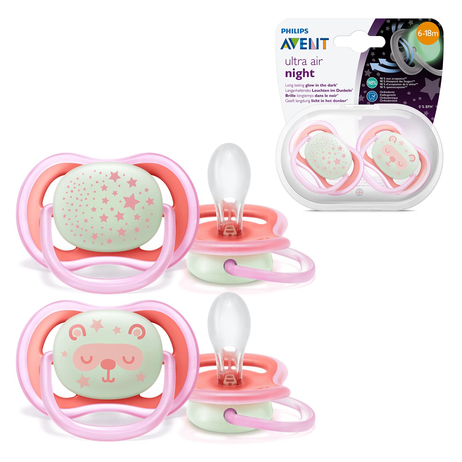 philips-avent-ultra-air-night-schnuller-scf376-22-6-18-monate-mit-leuchtknopf-st image 1