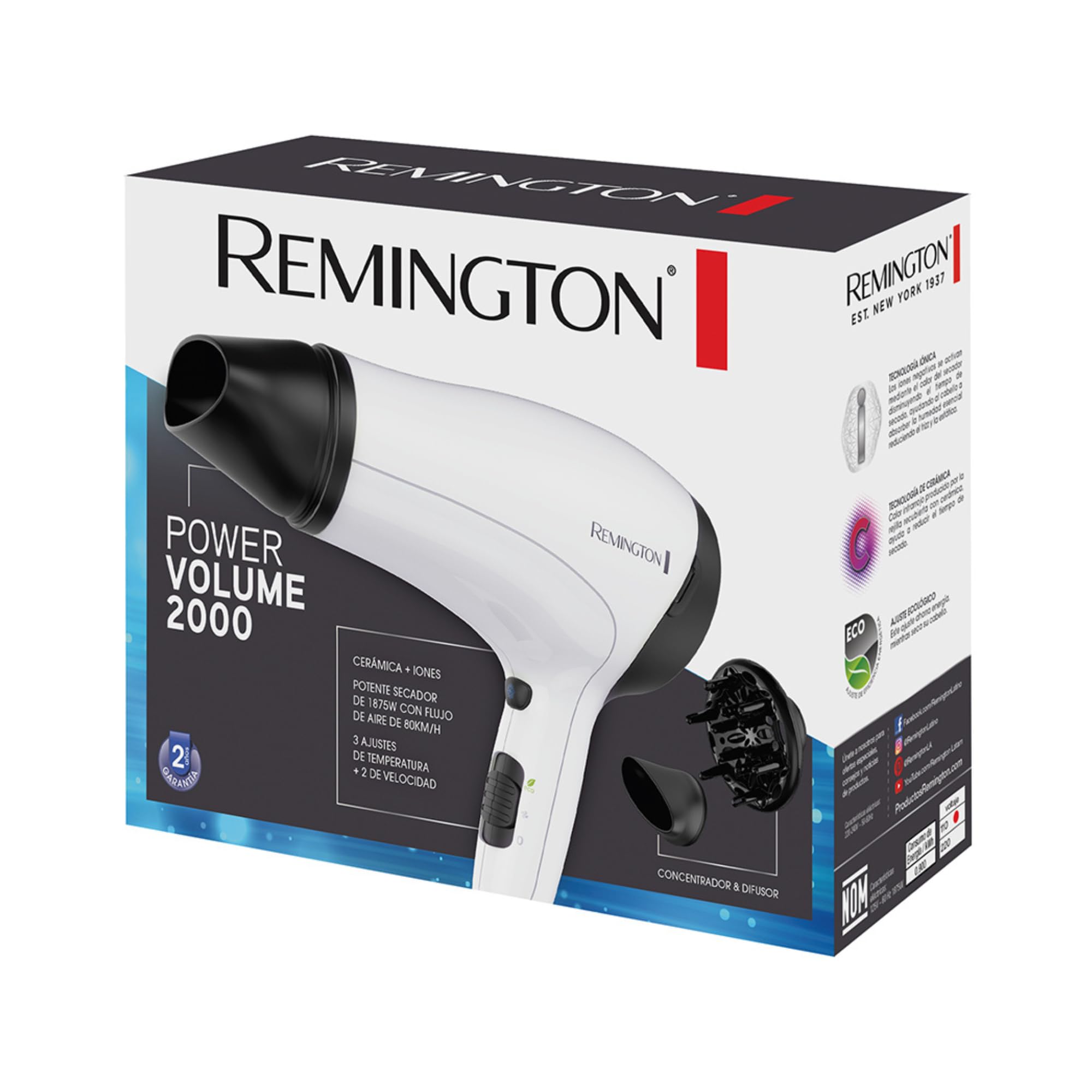 remington-d3015-power-volume-2000-haartrockner-2000-w-leicht-kompakt-stylingd-se image 5