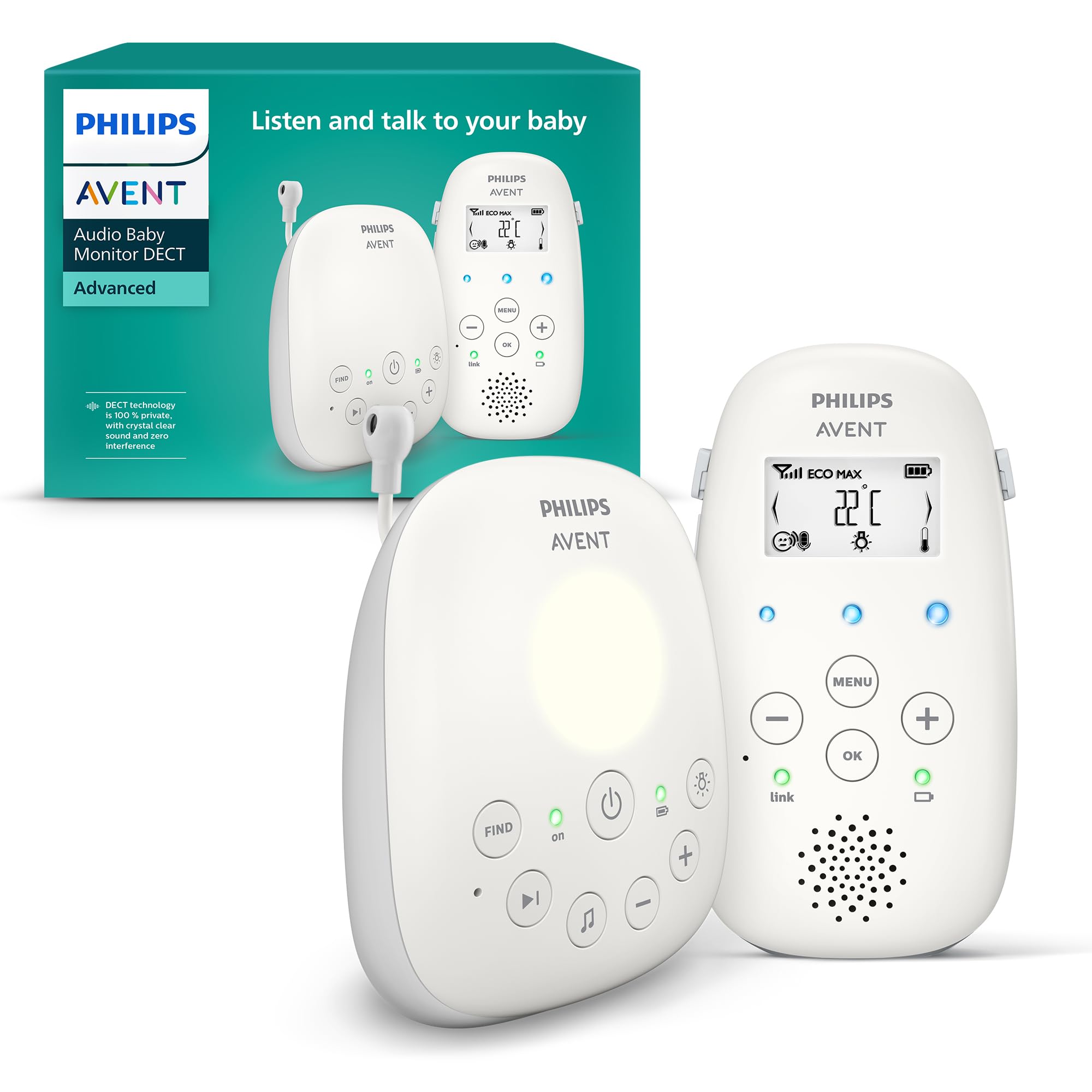 philips-avent-scd713-26-audio-babyphone-mit-dect-technologie-gegensprechfunktion image 1