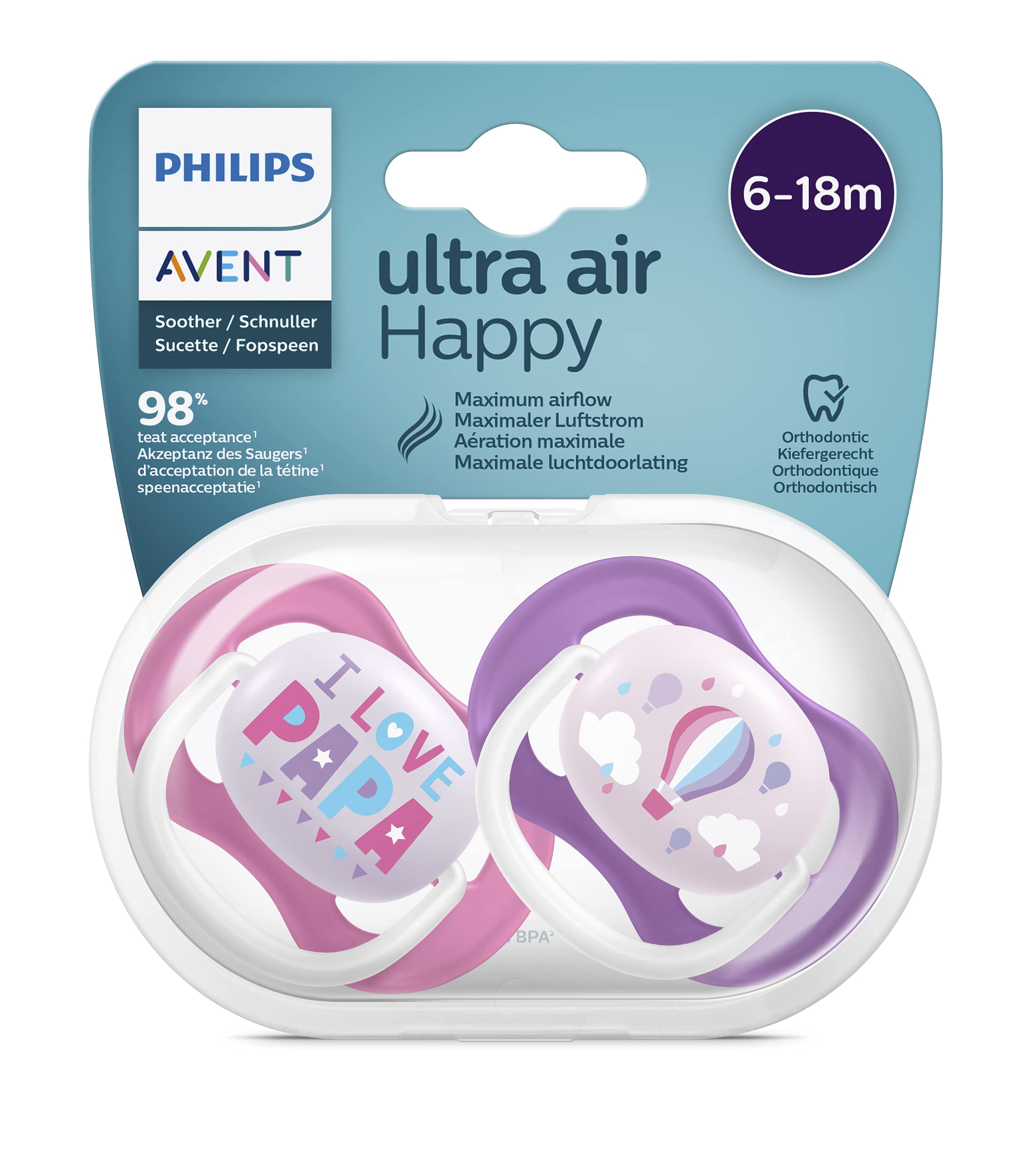 philips-avent-ultra-air-schnuller-2er-pack-bpa-frei-6-18-monate-ballon-papa-scf0 image 6