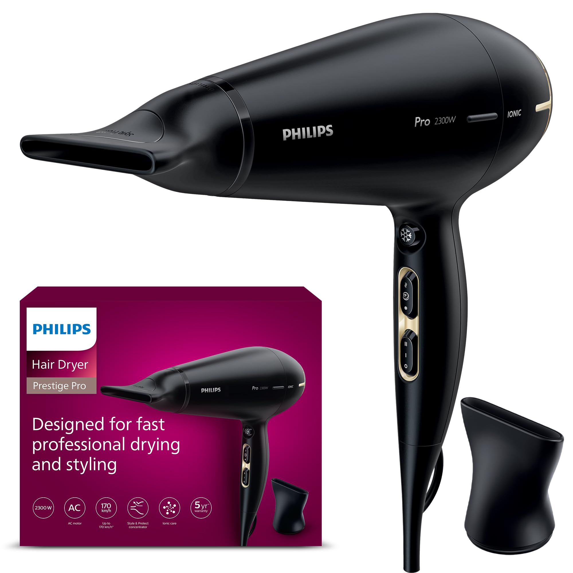 philips-haartrockner-prestige-pro-hps920-00-mit-2-300-w-ionisierung-thermoprotec image 1