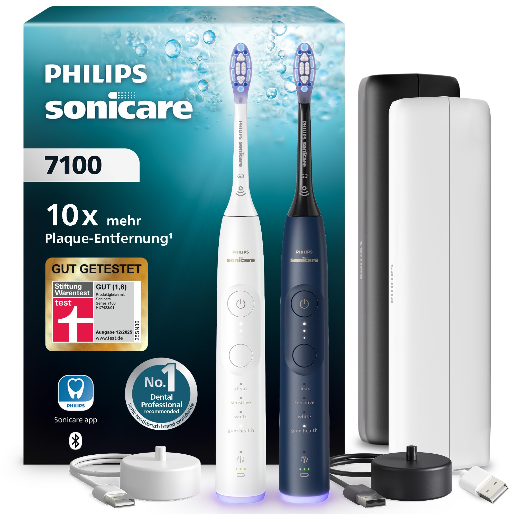 philips-sonicare-7100-elektrische-schallzahnb-rste-mit-app-2er-pack-wei-marinebl image 1